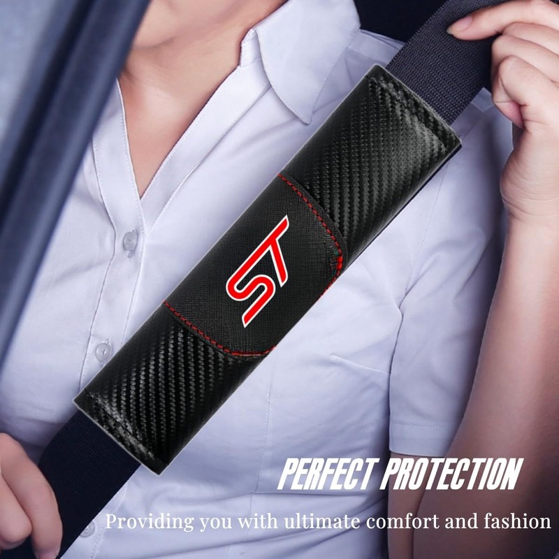 JULOPO 2Pcs Carbon Fiber car seat Belt Cover car seat