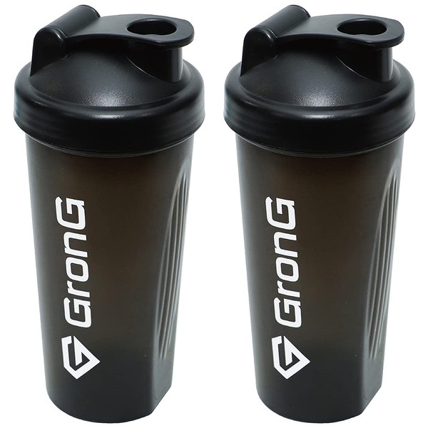 GronG Protein Shaker, Black, 20.3 fl oz (600 ml), Set