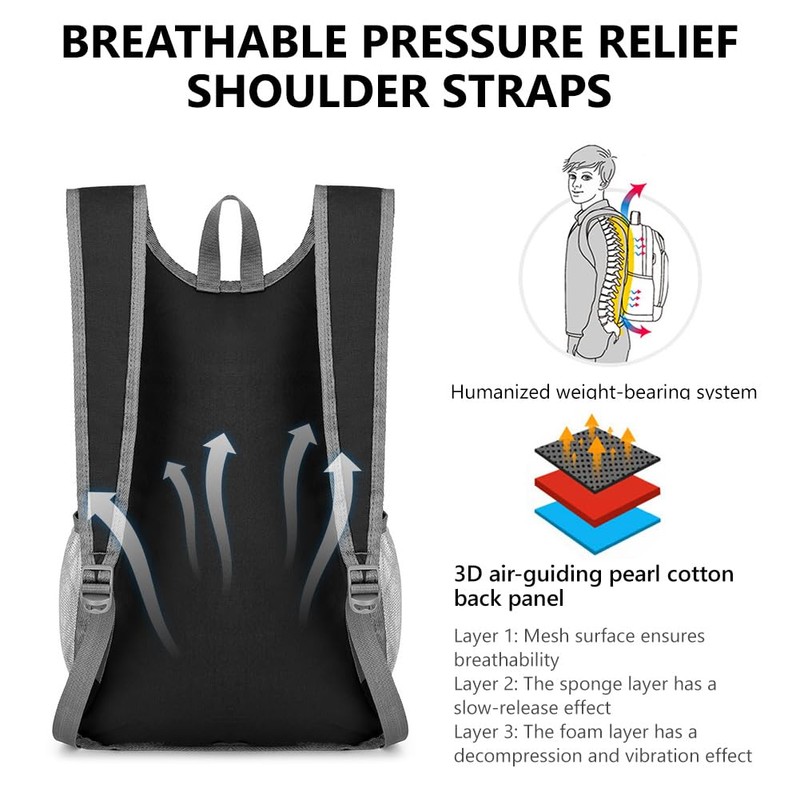 flintronic Foldable Backpack, 16L Small Hiking Backpack, Ultralight Hiking Backpack,
