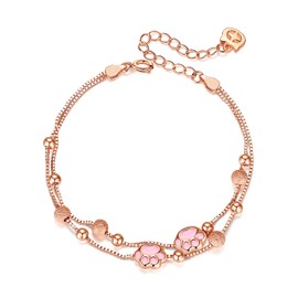 Silver Thunder Bracelet, Women's, Cat, Cute, Pink Gold, Paw Motif, 2 Chain Silver, 925 Metal, Hypoallergenic, Custom Jewelry, Perfect Gift for Lovers, Mother's Day, Silver