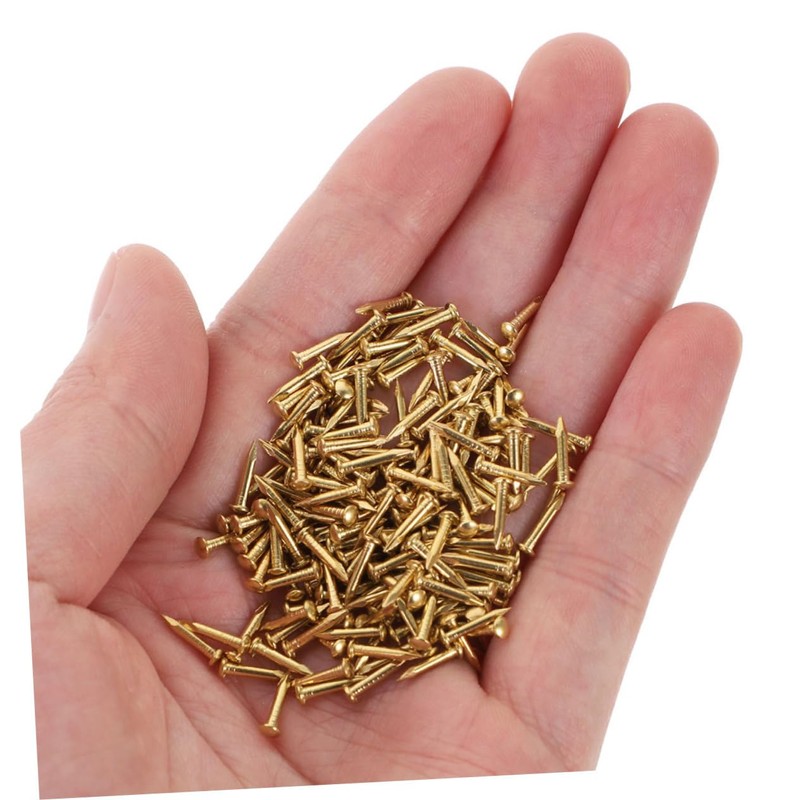 LALAFINA 100pcs Copper Round Head Furniture Nails Sharp Copper Nails