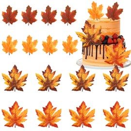 16 PCS Maple Leaves Centerpiece Sticks Autumn Fall Leaves Table Flower Centerpieces Sticks Gold Leaf Floral Decorations for Thanksgiving Wedding Birthday Party Centerpieces Sticks Supplies Multi