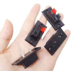 DKARDU 10 pcs 2 Way Stereo Speaker Plate Terminal Connectors Type 2 Pin Speaker Box Terminal Strip Block Spring Clips Jointing Clamp Test Clip with Red and Black Clip line