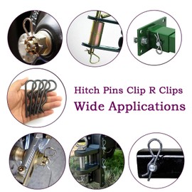 Alloygold 4Pcs Heavy Duty Hitch Pins Clip R Clips Cotter Pins, Black Zinc Plated Spring Retaining Wire Hair Pins， Large for Trailer Tractors Mower Carts Truck Pin Clip，Strong Spring Tension M5x100mm