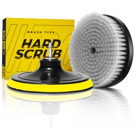 VViViD Drill Backing Plate + Power Scrub Brush Attachment, 4” inch / 100mm Diameter Surface Area, Hard Bristles