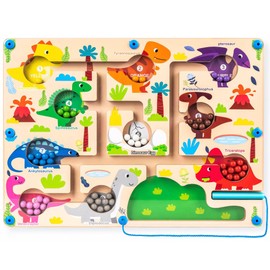 OMIPAWZ Dinosaur Magnetic Color and Number Maze, Montessori Counting Sorting Matching Learning Puzzle Board Toy Kids Age 3 4 5 6 7 8