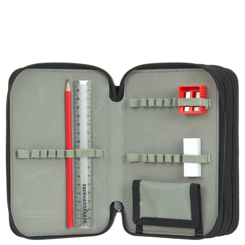 LÄSSIG Unique School Triple Pencil Case Slim Black