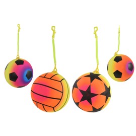 KandyToys 9" Inflatable Neon Sport Ball With Keychain Football, One size