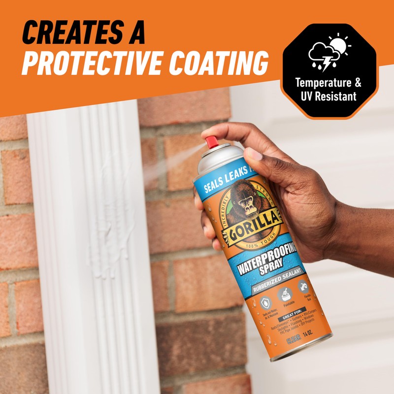 Gorilla Waterproof Patch & Seal Rubberized Sealant Spray, Crystal Clear,