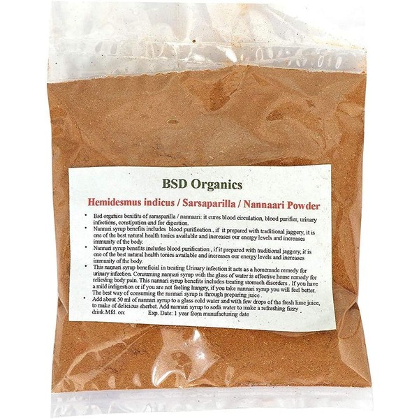 BSD Organics Herby Powder of Nannari / Sarsaparilla / Anantamool-