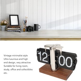 ciciglow Klappuhr, Einseitige Digitale Klappuhr, Retro-automatische Mechanische Klappuhr, Schreibtischuhr für Zuhause, Wohnzimmer, 12 Stunden (Edelstahl schwarz)