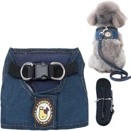 Tengcong Dog Harness, Cat Harness, Lead Set, Pet Supplies, Denim, Pet Harness, For Small and Medium Dogs, Cats, Pet Harness, Soft Mesh, Vest, Harness Lead Set (M, Light Blue)