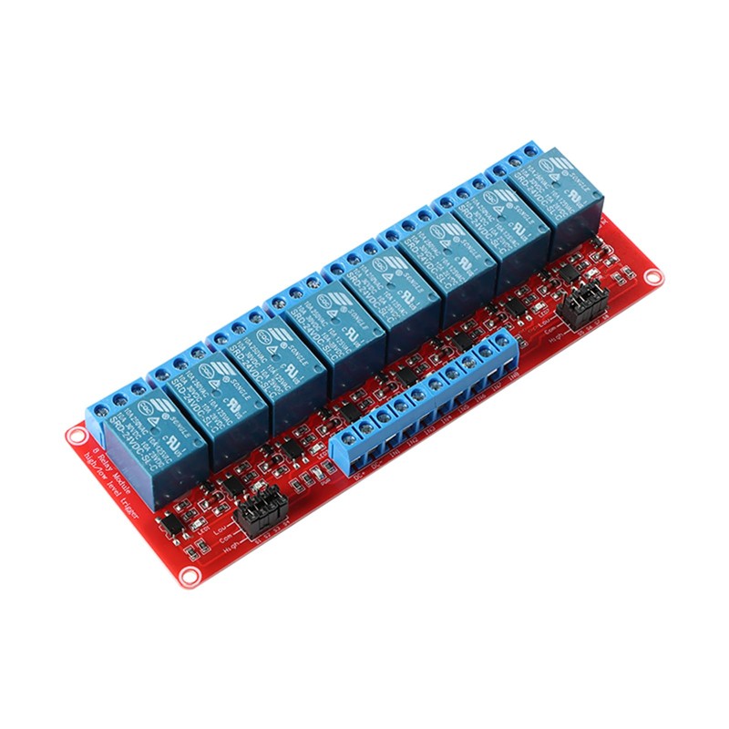 JESSINIE 24V Relay Module with Optocoupler Isolation, 8 Channel High/Low