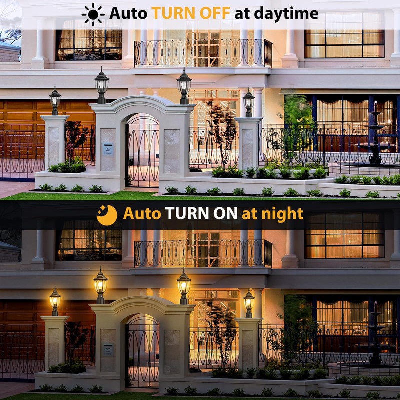 Lamomo Dusk to Dawn Outdoor Post Lights, Waterproof Aluminum Lamp