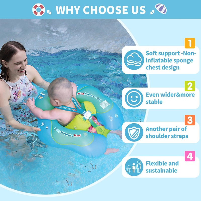 Free Swimming Baby Inflatable Baby Float with Sun Canopy Size