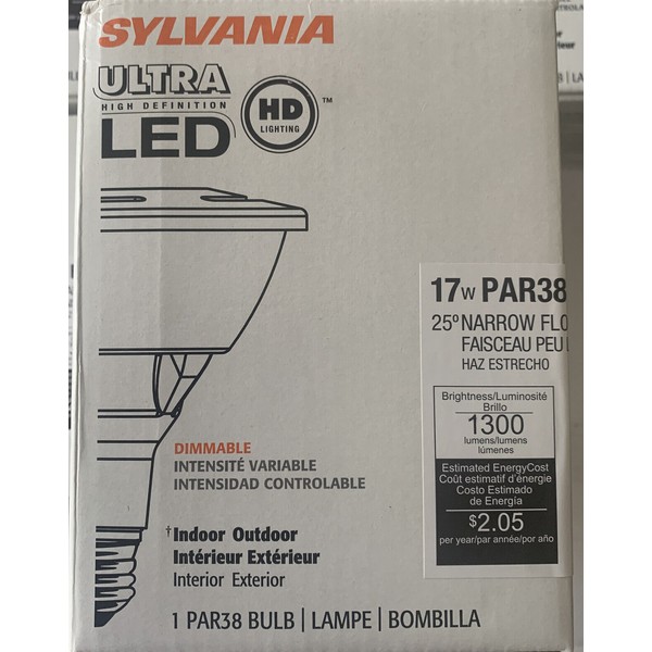 Sylvania Ultra LED HD 17w PAR38 25 Narrow Flood 1300 Lumens In/Outdoor Bulbs