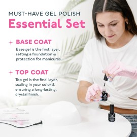 SUNUV 15ml Gel Top Coat and Base Set, Nail Polish Kit 2 Pack, Clear