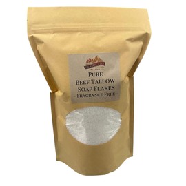 Pure Beef Tallow Soap Flakes - Made in USA - Grass Fed and Finished - Face, Body and Hair - Cleans, Moisturizes, Soothes, and Hydrates. Natural and Organic Lavender