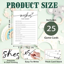 Wishes for Baby, Baby Shower Game, 25 Minimalist White Best Wishes Cards for Babies, Fun Gender Reveal Games for Boy or Girl, Gender Neutral Decorations Supplies-A04