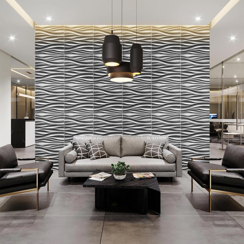 STICKGOO 3D Wall Panels, Brushed Silver Decorative Wall Covering Panels,