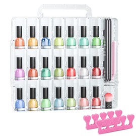 JIASHENG JIASHENG Nail Polish Organizer Case for 48 Bottles, Gel Nail Polish Storage Holder Double Side Adjustable Space Divider for Acrylic Nail Gel Dip Powder Tips Set with Two Toe Separator