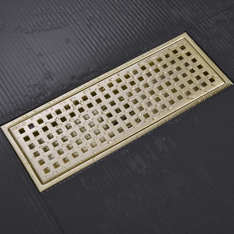 Orhemus Linear Shower Floor Drain with Removable Cover Grid Grate