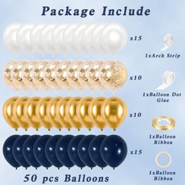 50 Pcs Navy Blue Birthday Balloons Arch Set, Birthday Confetti Balloons for Boys Girls Men Women, Birthday Party Decorations Supplies