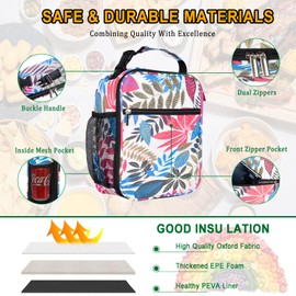 Lunch Bag for Men & Women, Insulated Lunch Bag for Boys Girls, Leakproof Portable kids Lunch Box With Bottle Holder And Clip On Handle, Keep Food Fresh And Warm For Work, School, Outdoor (Summer)