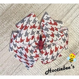 Crimson and Gray Houndstooth Pinwheel Hair Bow