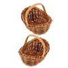 TEHAUX 2Pcs Mini Woven Flower Baskets, Handheld Rattan Storage Baskets