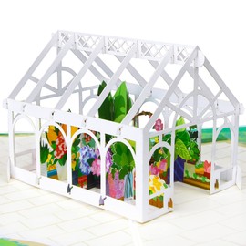 Ribbli Greenhouse 3D Greeting Pop Up Card for Birthday Mothers Day Valentines Day, 3D Pop Up Gifts for Her Mom Wife Women Sister Grandma, with Envelope
