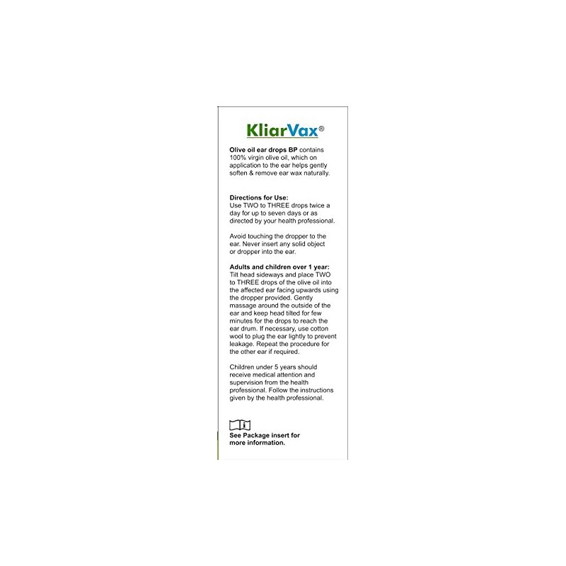 KliarVax Olive Oil Ear Drops, 10 ml