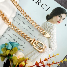 WHIPPY Waist Chain Belt Women Ladies Adjustable Body Waist Link Belts for Jeans Dresses Gold L