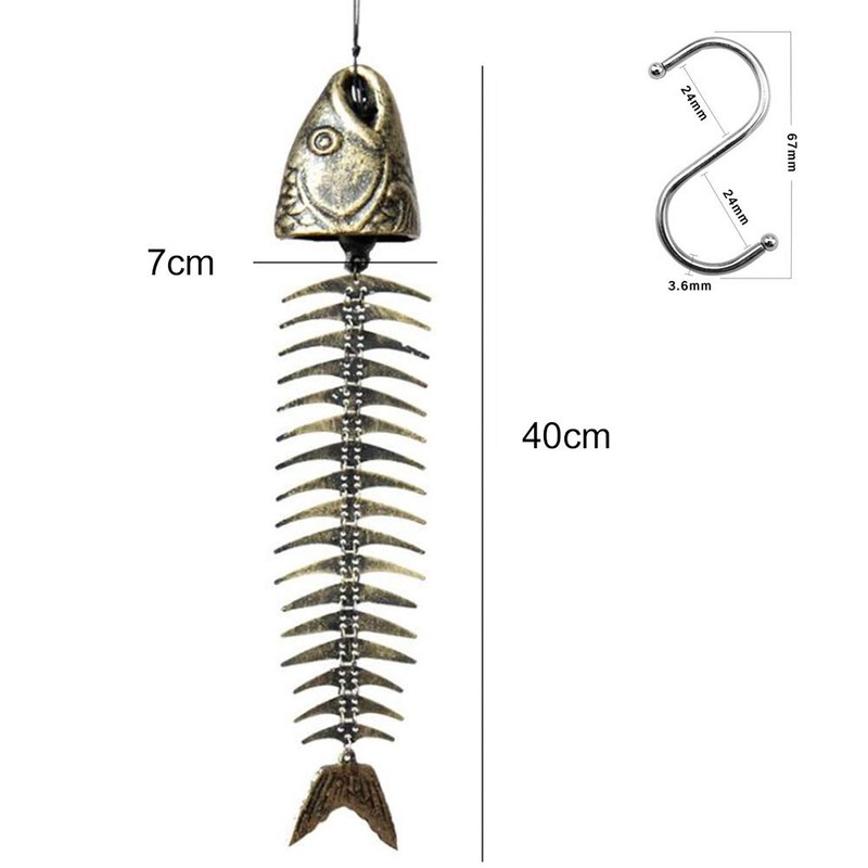 WANLIAN Fish Skeleton Wind Chime,Fishbone Wind Chime,Wind Chimes Vintage Fishbone