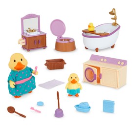 Li’l Woodzeez – Lil Woodzeez – Dollhouse Furniture – Animal Figurines – Bath & Laundry Set – Kids 3 Years + – Bathroom & Laundry Set - Deluxe