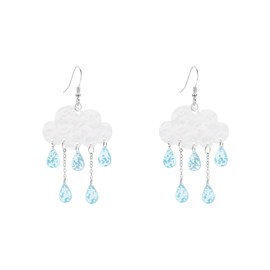 Seakuur Acrylic Cloud Water Droplet Earrings Lightweight Cute Cloud Dangle Drop Earrings for Women Unique Artistic Jewelry, Large, Acrylic, No Gemstone