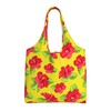 WOAIDY Hibiscus Flower Reusable Grocery Bags, 50lbs Foldable Durable Shopping