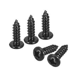 sourcing map #6 x 1/2" Phillips Pan Head Self-tapping Screw, 50pcs - 304 Stainless Steel Round Head Wood Screw Full Thread (Black)