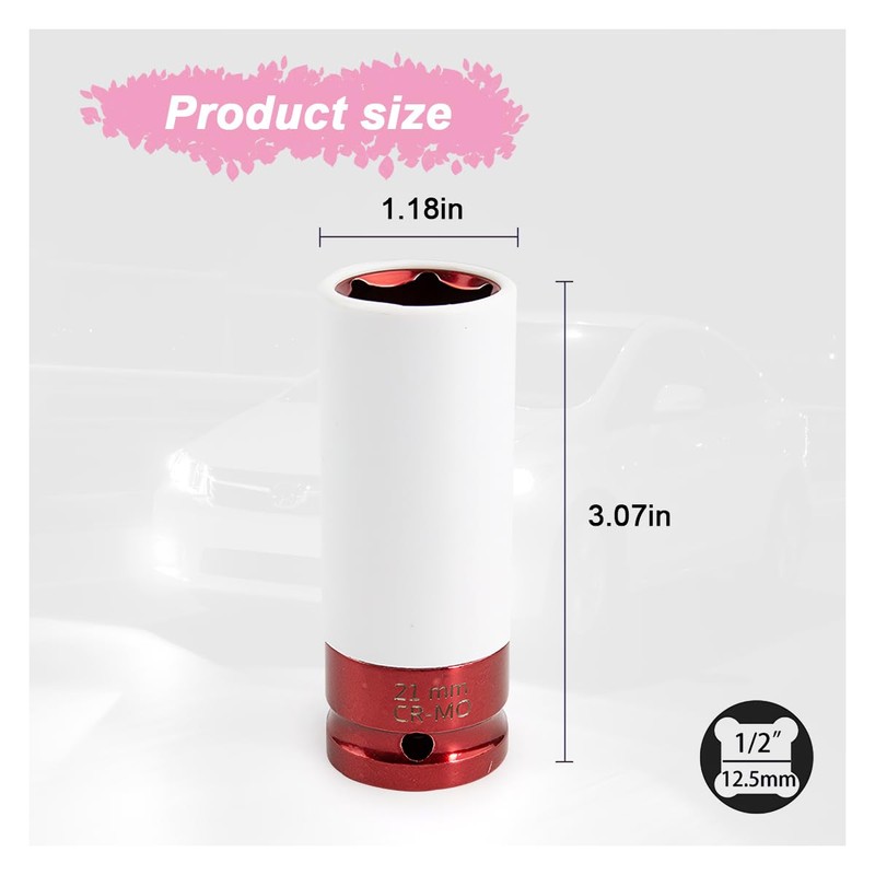 UHANBUT 1/2" Drive 21 mm Lug Nut Impact Socket, CR-MO