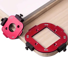 2 Set Corner Jig Template for Router Table Radius Chamfer, Aluminum Alloy Trimming Round Corner Template for Woodworking Picture Frame Cutting Outer Diamete R10/R15/R20/R25/ R30/R35/R40/R50