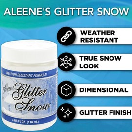 Aleenes Glitter Snow 4oz Bundle with Red Spreaders – Glitter Snow Paint for Christmas Crafting Supplies, Decorations, Ornaments, Frames, Windows, and More – Craft Snow for Holiday Projects