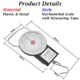 2 in 1 50lb Manual Luggage Weighing Scale, 1M Measuring Tape, Portable Weight Scale for Suitcase, Suitable for Home and Travel Needs, Compact Handheld Hook Weight Scale