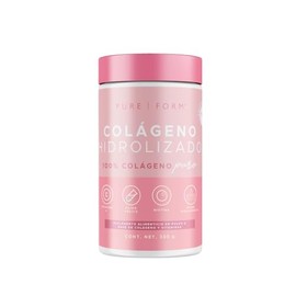Pure Form - Colágeno Hidrolizado en Polvo de Origen Bovino Tipo 1 y 3 | Adicionado con Vitamina C, Ácido Fólico, Biotina y Ácido Hialurónico | 330 gra