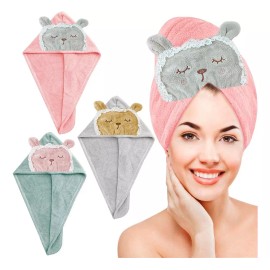 XIUDOU Toalla Gorro Microfibra Kawaii Secado Rapido Cabello Turbant