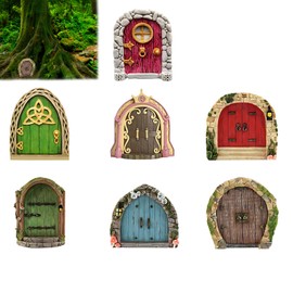 PonFxp 7Pcs Fairies Door, Fairy Garden Accessories For Garden Trees, Fairies Gardens Accessories, Outdoor Decor For Fairy Gardens, Enchanting Treehouse Doors For Kids And Adults