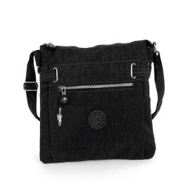 Sporty Women's Bag Fashionable Shoulder Bag Handbag Crinkle Nylon Bag Black, black