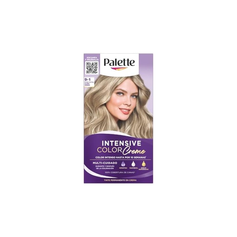 Palette Tinte para cabello color creme, rubio extra claro cenizo