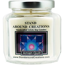Premium 100% Soy Candle - 6 - oz. Hex Jar- Amish Quilt - Spicy, Sweet w/Vanilla w/Cinnamon, Clove, Allspice w/Sugar.