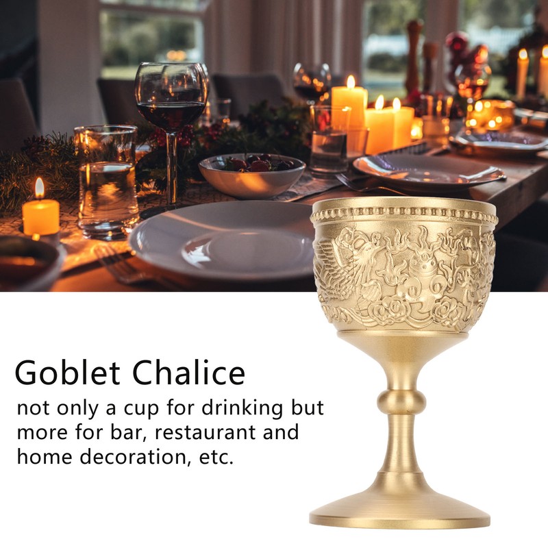 Gold Chalice Retro Embossed Style Thickened Brass Luxurious Elegant Luster