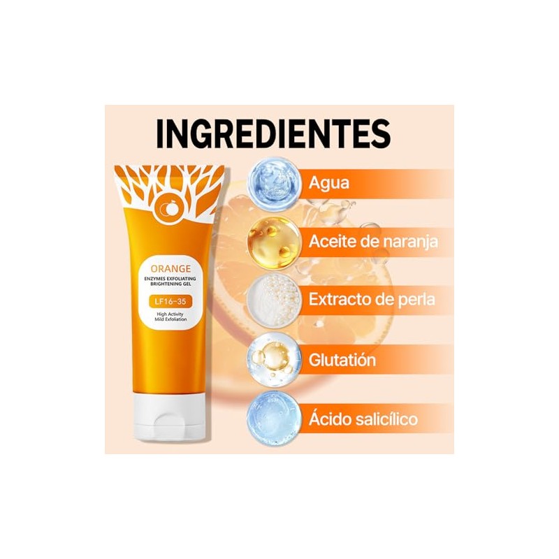 2PCS Orange Exfoliating Gel,Exfoliante Facial, Orange Exfoliating Gel Scrub